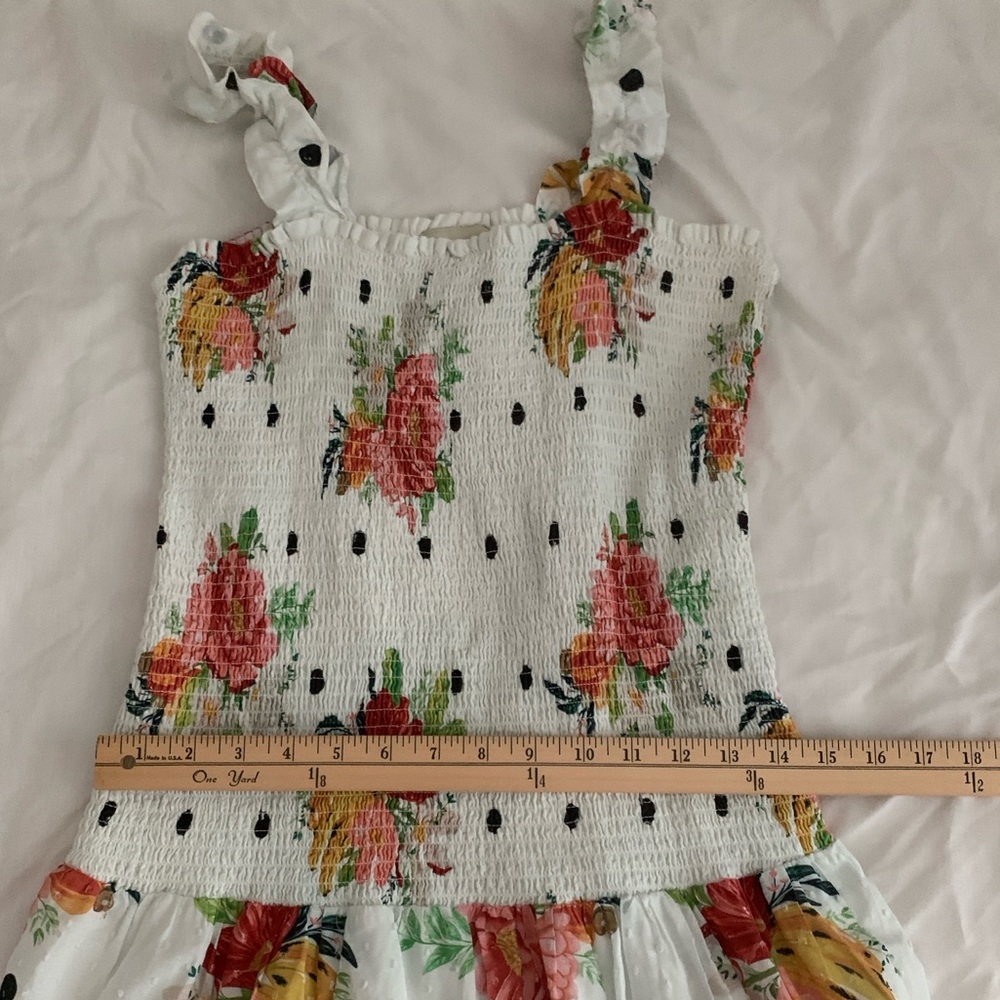 EUC Farm Rio Smocked Floral Dress Size XL Tiered Lace Trim 35" Length - Picture 7 of 9